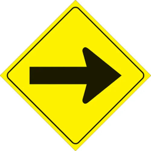 VOSS YELLOW PLASTIC REFLECTIVE SIGN 12" - ARROW 483 A YR