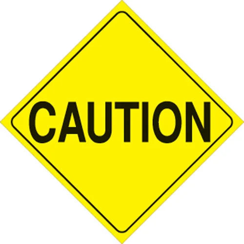 VOSS YELLOW PLASTIC REFLECTIVE SIGN 12" - CAUTION 402 CAU YR