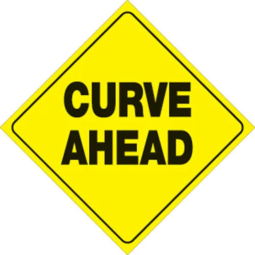 VOSS YELLOW PLASTIC REFLECTIVE SIGN 12" - CURVE AHEAD 471 CA YR