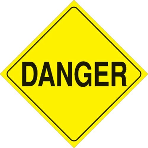 VOSS YELLOW PLASTIC REFLECTIVE SIGN 12" - DANGER 401 DAN YR