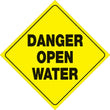 Load image into Gallery viewer, VOSS YELLOW PLASTIC REFLECTIVE SIGN 12" - DANGER OPEN WATER 430 DOW YR