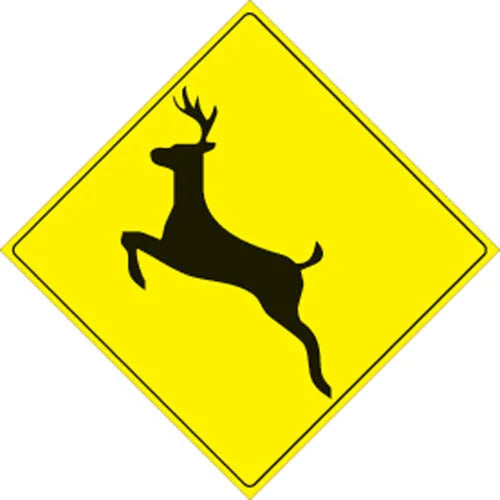 VOSS YELLOW PLASTIC REFLECTIVE SIGN 12" - DEER 492 D YR