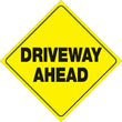 Load image into Gallery viewer, VOSS YELLOW PLASTIC REFLECTIVE SIGN 12" - DRIVEWAY AHEAD 426 DRA YR