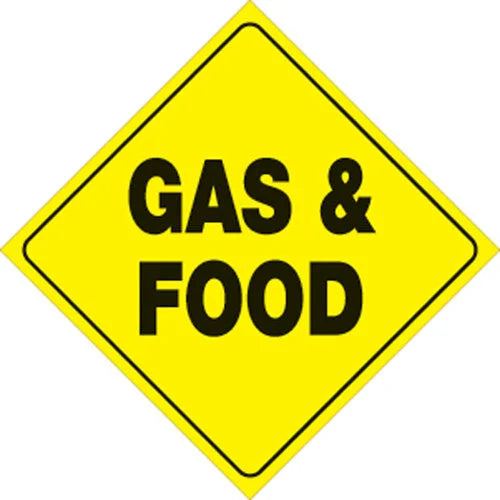 VOSS YELLOW PLASTIC REFLECTIVE SIGN 12" - GAS & FOOD 453 GF YR