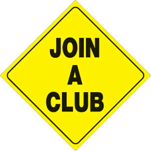VOSS YELLOW PLASTIC REFLECTIVE SIGN 12" - JOIN A CLUB 479 JAC YR