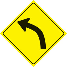Load image into Gallery viewer, VOSS YELLOW PLASTIC REFLECTIVE SIGN 12" - LEFT CURVE 407 3UR YR