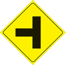 Load image into Gallery viewer, VOSS YELLOW PLASTIC REFLECTIVE SIGN 12" - LEFT T-INTERSECTION 467 LT YR