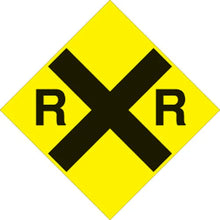 Load image into Gallery viewer, VOSS YELLOW PLASTIC REFLECTIVE SIGN 12" - RAILROAD 489 RR YR