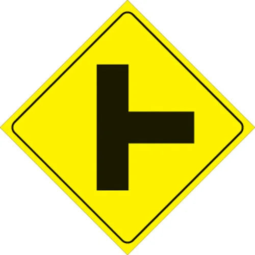 VOSS YELLOW PLASTIC REFLECTIVE SIGN 12" - RIGHT T-INTERSECTION 466 RT YR