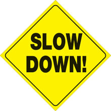 Load image into Gallery viewer, VOSS YELLOW PLASTIC REFLECTIVE SIGN 12" - SLOW DOWN 445 SD YR