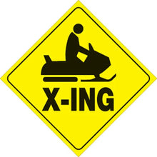 Load image into Gallery viewer, VOSS YELLOW PLASTIC REFLECTIVE SIGN 12" - SNOWMOBILE X-ING 438 SX YR