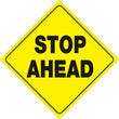 Load image into Gallery viewer, VOSS YELLOW PLASTIC REFLECTIVE SIGN 12" - STOP AHEAD 414 SA YR