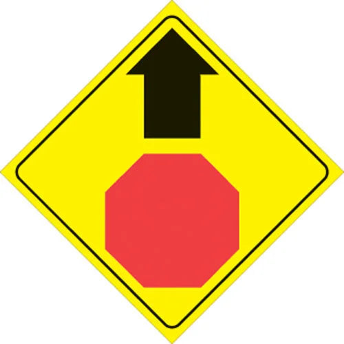 VOSS YELLOW PLASTIC REFLECTIVE SIGN 12" - STOP AHEAD 447 SAA YR