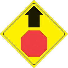 Load image into Gallery viewer, VOSS YELLOW PLASTIC REFLECTIVE SIGN 12" - STOP AHEAD 447 SAA YR