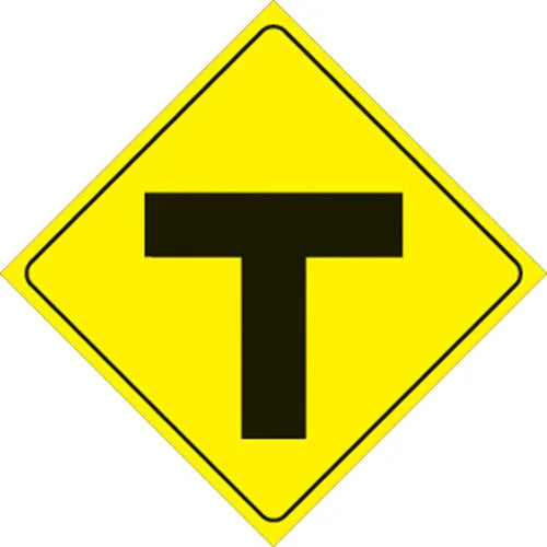 VOSS YELLOW PLASTIC REFLECTIVE SIGN 12" - T-INTERSECTION 436 T YR
