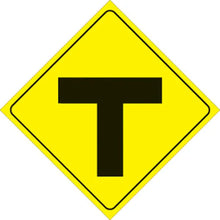 Load image into Gallery viewer, VOSS YELLOW PLASTIC REFLECTIVE SIGN 12" - T-INTERSECTION 436 T YR
