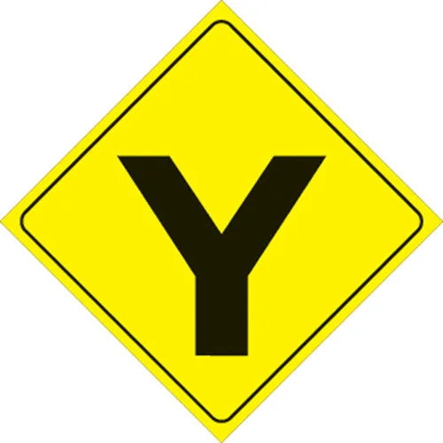 VOSS YELLOW PLASTIC REFLECTIVE SIGN 12" - Y-INTERSECTION 437 Y YR