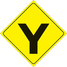 Load image into Gallery viewer, VOSS YELLOW PLASTIC REFLECTIVE SIGN 12" - Y-INTERSECTION 437 Y YR