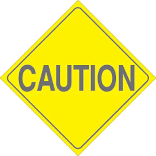 VOSS YELLOW PLASTIC REFLECTIVE SIGN 7.5" - CAUTION 456 CA7 YR