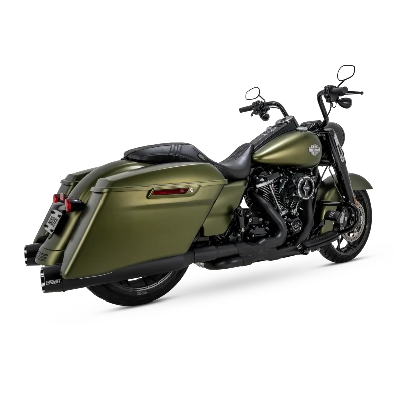 Vance & Hines 17-23 Harley Touring Models Blackbird 450 Slip-Ons - Black Contrast Finish End Caps - Side View