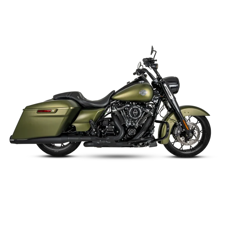 Vance & Hines 17-23 Harley Touring Models Blackbird 450 Slip-Ons - Black Contrast Finish End Caps - Back View