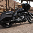 Load image into Gallery viewer, Vance &amp; Hines 17-23 Harley Touring Models Blackbird 450 Slip-Ons - Black Contrast Finish End Caps - Installation View