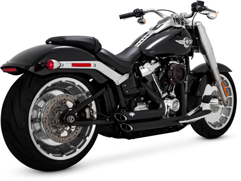Vance & Hines 18-22 Harley Softail Wide Tire Shortshots Staggered Exhaust System - Black
