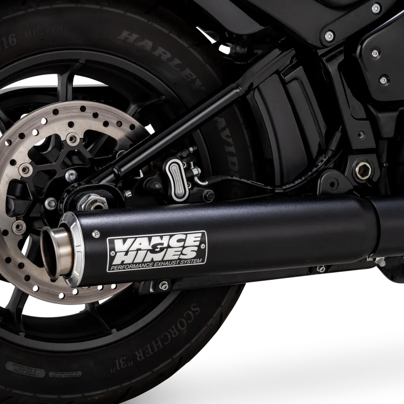 Vance & Hines 2025 Narrow Tire Softail Supersport Slip-On - Black - Back View