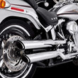 Load image into Gallery viewer, Vance &amp; Hines HD Softail Fatboy 07-17 Twin Slash Chrome PCX Slip-On Exhaust