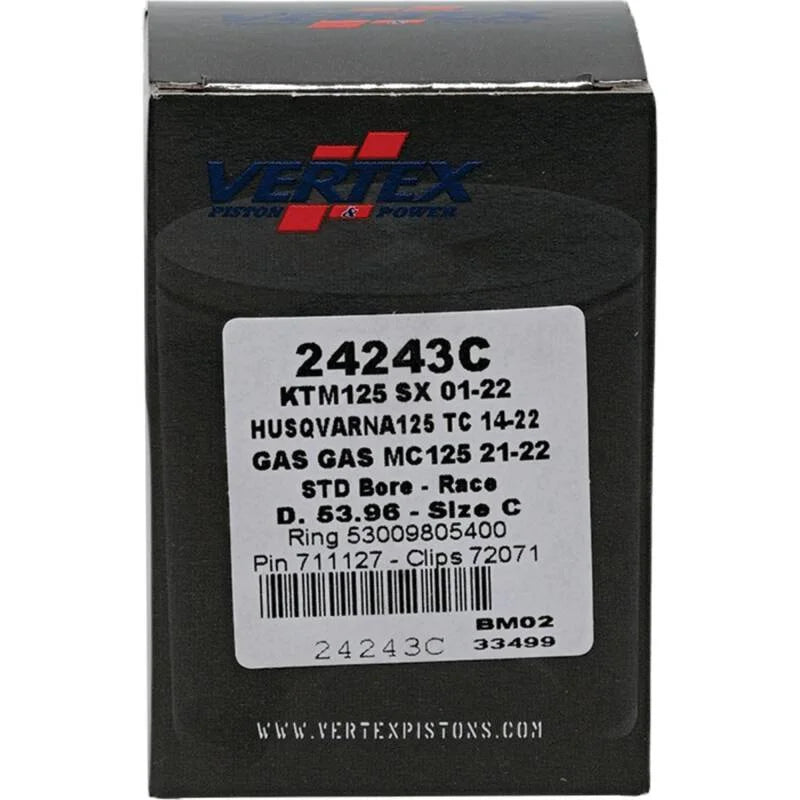 Vertex Piston 01-16 KTM 125 EXC 125cc Cast Race Piston Kit - Side View