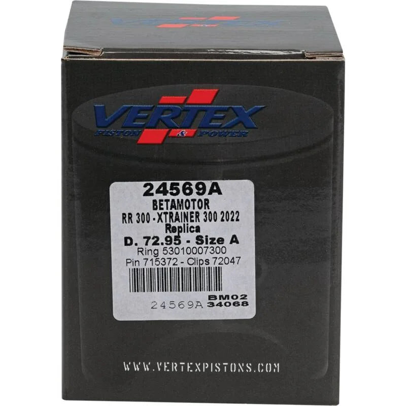 Vertex Piston 22-24 Beta RR 2T 300 300cc Cast Replica Piston Kit - Back View