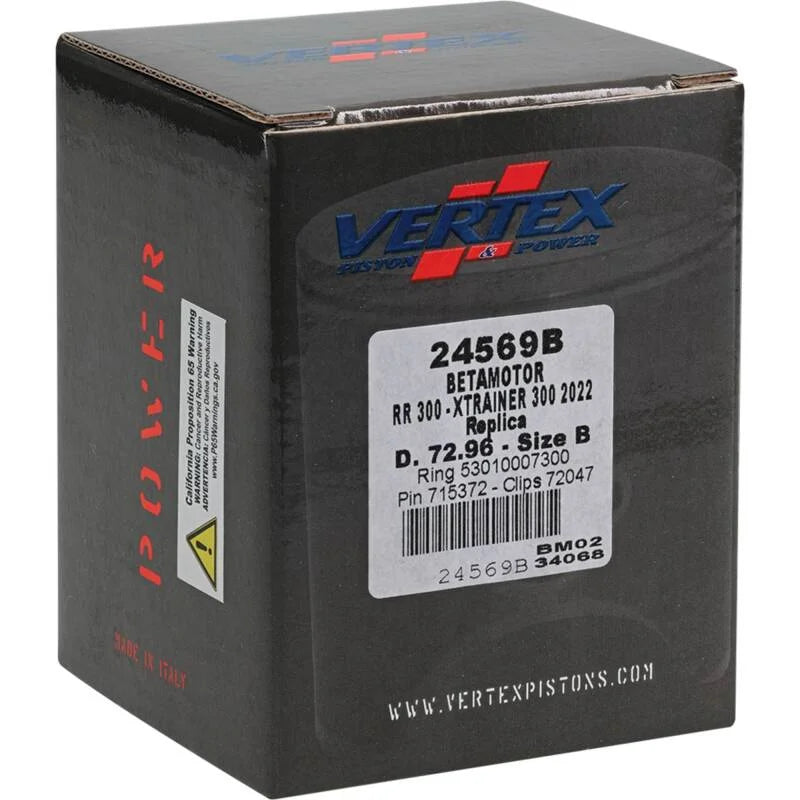 Vertex Piston 22-24 Beta RR 2T 300 300cc Cast Replica Piston Kit - Back View