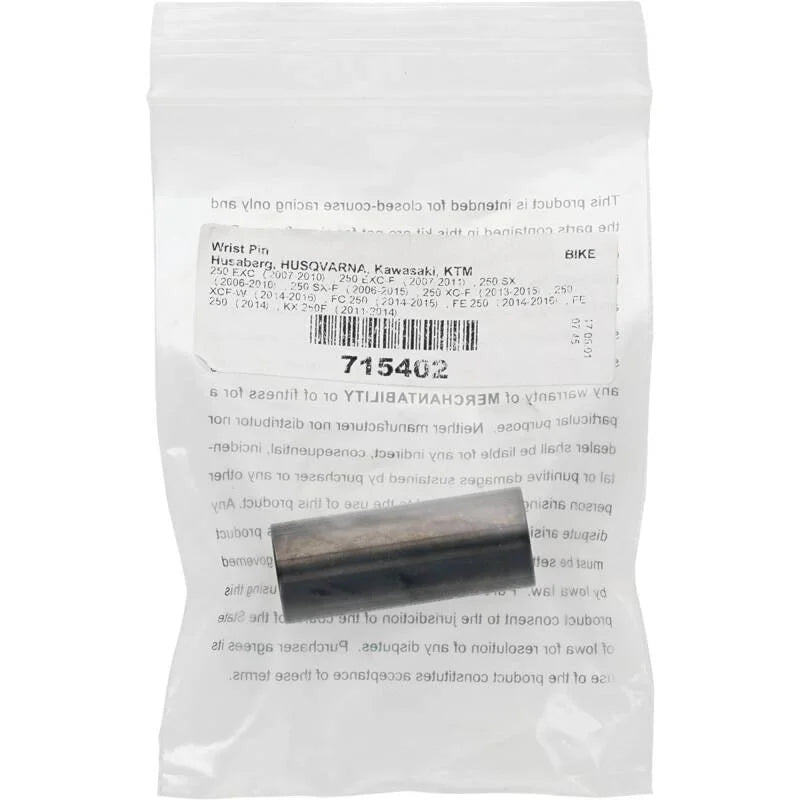 Vertex Pistons 07-13 250 EXC-F/06-12 250 SX-F Wrist Pin - 40mm Length - Back View
