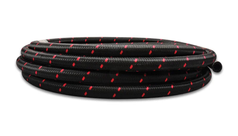 Vibrant -10 AN Two-Tone Black/Red Nylon Braided Flex Hose (10 foot roll) - Side View