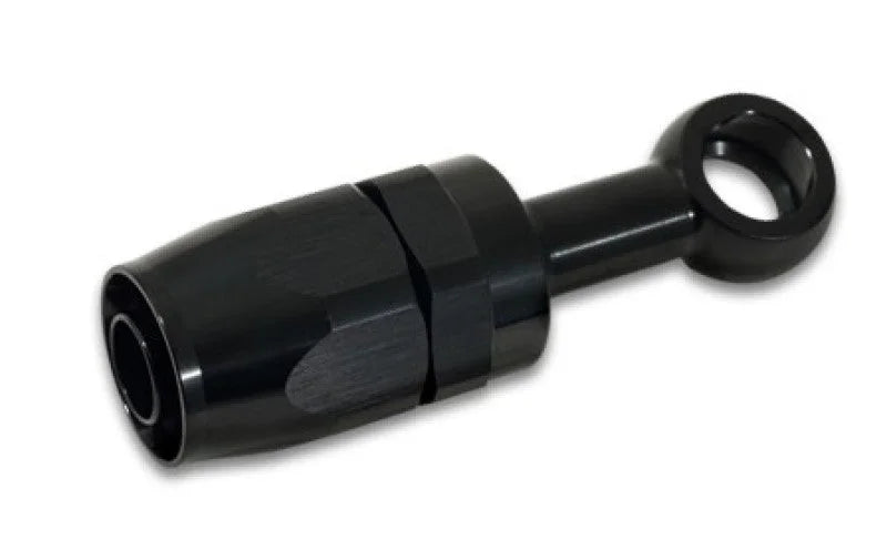 Vibrant -10AN Banjo Hose End Fitting for use with M14 or 9/16in Banjo Bolt - Aluminum Black - Side View