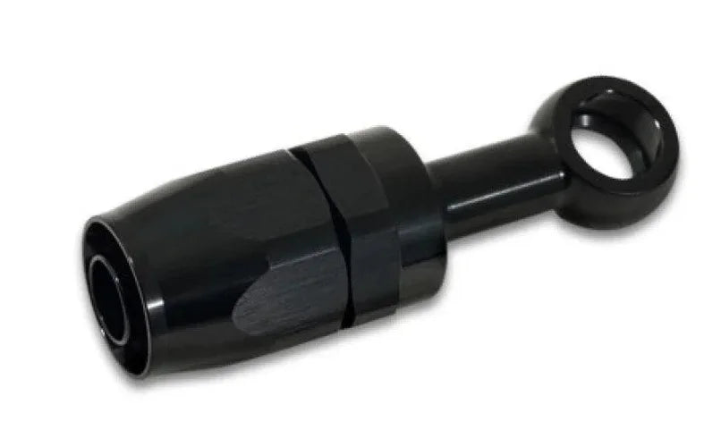 Vibrant -10AN Banjo Hose End Fitting for use with M14 or 9/16in Banjo Bolt - Aluminum Black - Side View