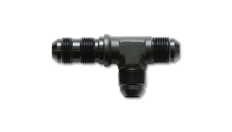 Vibrant -10AN Bulkhead Adapter Tee on Run Fittings - Anodized Black Only - Back View