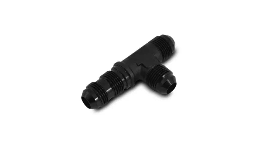 Vibrant -10AN Bulkhead Adapter Tee on Run Fittings - Anodized Black Only - Side View