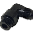 Load image into Gallery viewer, Vibrant -10AN Male Flare to Male -8 ORB Swivel 90 Degree Adapter - Anodized Black - Detail View