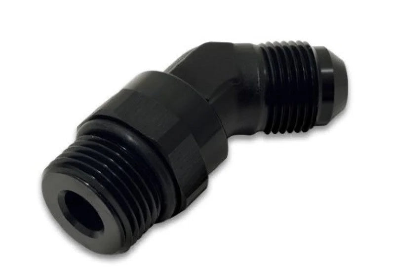 Vibrant -10AN Male to Male -10AN Straight Cut 45 Degree Adapter Fitting - Anodized Black - Back View