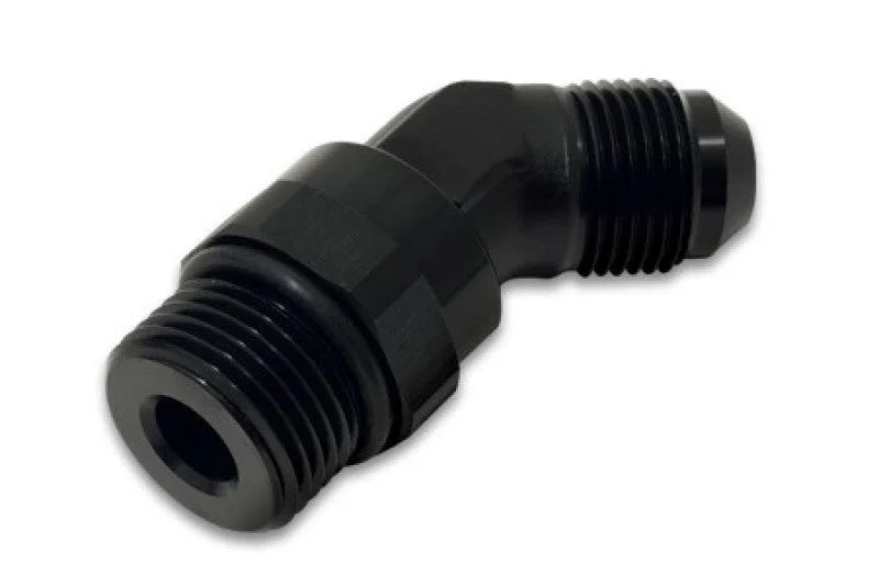 Vibrant -10AN Male to Male -8AN Straight Cut 45 Degree Adapter Fitting - Anodized Black - Back View
