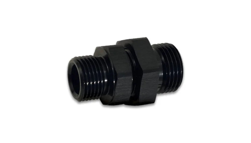 Vibrant -10AN to -10AN Male to Male Union Adapter - Anodized Black - Side View