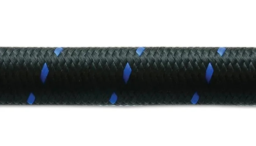 Vibrant -12 AN Two-Tone Black/Blue Nylon Braided Flex Hose (5 foot roll) - Installation View