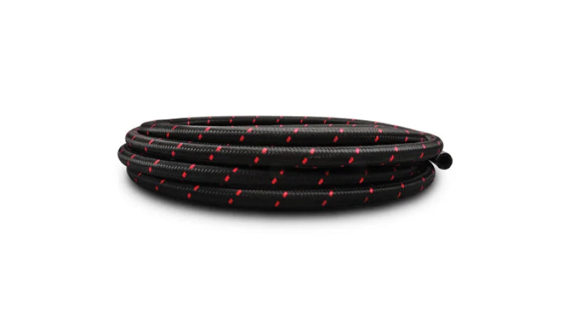 Vibrant -12 AN Two-Tone Black/Red Nylon Braided Flex Hose (10 foot roll) - Main Product View