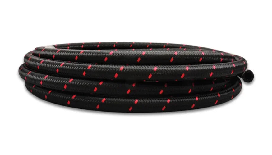 Vibrant -12 AN Two-Tone Black/Red Nylon Braided Flex Hose (10 foot roll) - Installation View