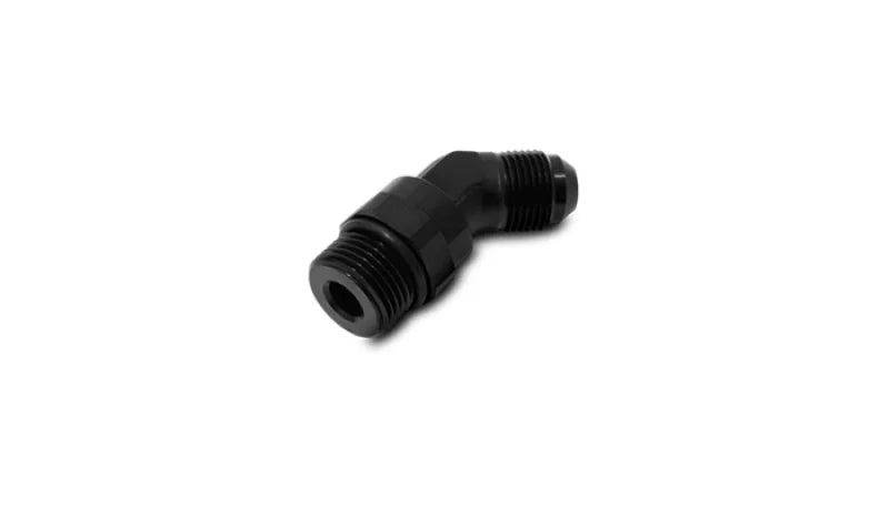 Vibrant -12AN Male to Male -12AN Straight Cut 45 Degree Adapter Fitting - Anodized Black - Side View