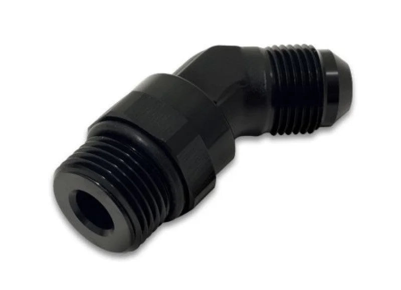 Vibrant -12AN Male to Male -12AN Straight Cut 45 Degree Adapter Fitting - Anodized Black - Back View