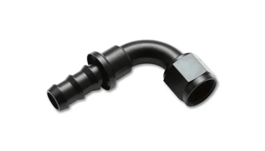 Vibrant -12AN Push-On 90 Deg Hose End Fitting - Aluminum - Side View