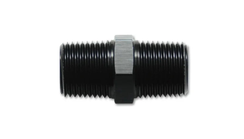 Vibrant 1/2in NPT x 1/2in NPT Straight Union Pipe Adapter Fitting - Aluminum - Main Product View