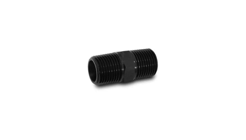 Vibrant 1/2in NPT x 1/2in NPT Straight Union Pipe Adapter Fitting - Aluminum - Side View